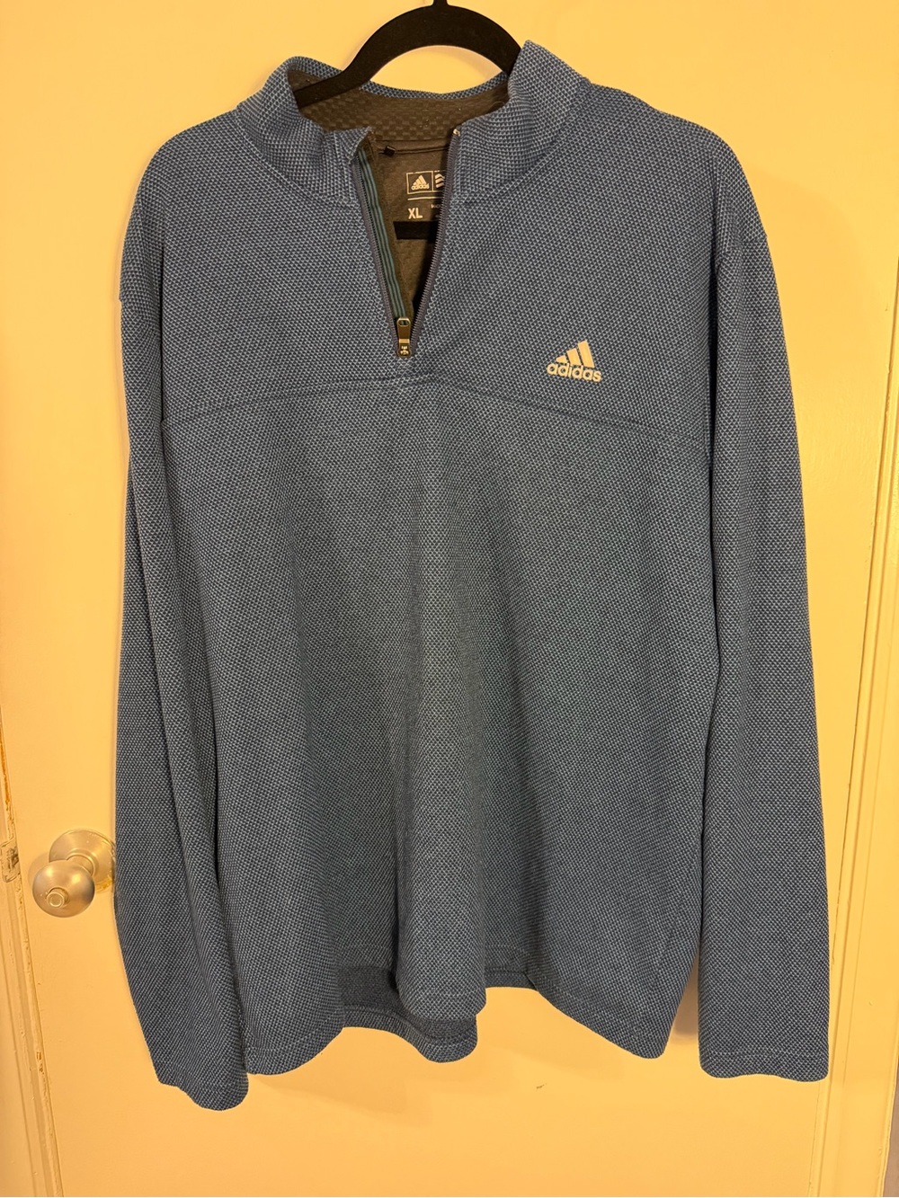 Adidas Men's Heathered Blue Quarter-Zip Pullover XL